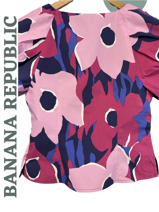 Banana Republic Floral Top Size 6 Pink Blue - Picture 6 of 8